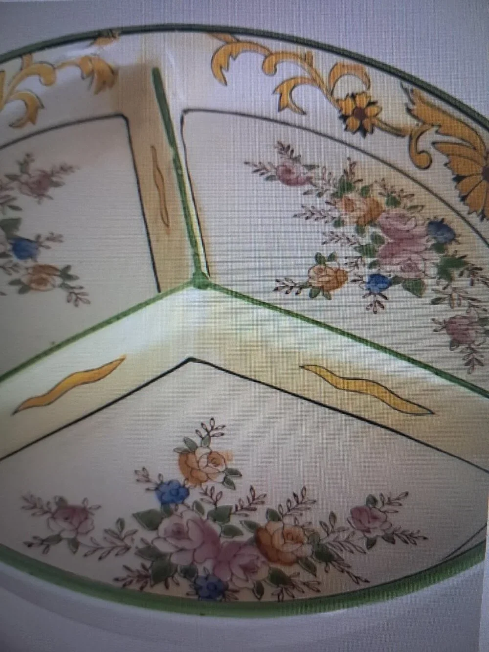 Antique Japanese Porcelain Serving Dish in Original Hand Painted Wooden Box